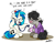 Size: 2190x1702 | Tagged: safe, artist:bobthedalek, dj pon-3, octavia melody, vinyl scratch, earth pony, pony, unicorn, g4, annoyed, bathrobe, clothes, female, hat, horn, mare, mug, nurse hat, octavia is not amused, red nosed, redraw, robe, sick, simple background, stethoscope, unamused, white background, wub