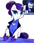 Size: 1595x2048 | Tagged: safe, artist:gangheham, rarity, pony, unicorn, g4, my little pony: friendship is magic, the cutie re-mark, alternate hairstyle, alternate timeline, female, horn, mare, night maid rarity, nightmare takeover timeline, screencap reference, simple background, solo, white background