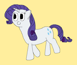 Size: 556x471 | Tagged: safe, artist:jittermouse, rarity, pony, unicorn, g4, horn, ms paint, smiling, solo, walking