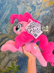 Size: 3355x4474 | Tagged: safe, reesee, pinkie pie, plush pony, pony, g4, official, chinese, hand, irl, lying down, merchandise, photo, plushie