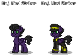 Size: 558x400 | Tagged: safe, artist:veprem, oc, oc:wind striker, pegasus, pony, fallout equestria, pony town, clothes, male, military uniform, pixel art, shadowbolts, sprite, uniform