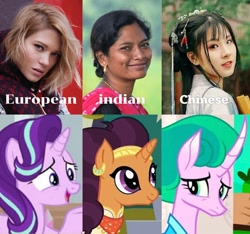 Size: 1283x1199 | Tagged: safe, mistmane, starlight glimmer, human, pony, unicorn, g4, horn, taxonomy