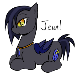 Size: 1000x1000 | Tagged: safe, artist:0liiver, oc, oc only, oc:jewel (0liiver), bat pony, pony, bat pony oc, jewelry, necklace, profile, simple background, solo, white background