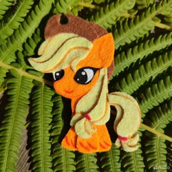 Size: 960x960 | Tagged: safe, artist:sofia metropolskaya, applejack, earth pony, g4, applebetes, chibi, craft, cute, felt, felting, handmade, looking away, photo, smiling, standing