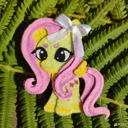 Size: 960x960 | Tagged: safe, artist:sofia metropolskaya, fluttershy, pegasus, g4, chibi, craft, cute, felt, felting, handmade, looking away, photo, ribbon, shyabetes, smiling, standing