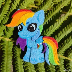 Size: 960x960 | Tagged: safe, artist:sofia metropolskaya, rainbow dash, pegasus, g4, chibi, craft, cute, dashabetes, felt, felting, handmade, looking away, photo, smiling, standing