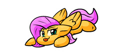 Size: 1021x438 | Tagged: safe, artist:zutcha, fluttershy, pegasus, pony, g4, :p, cute, female, flat fuck friday, floppy ears, lidded eyes, lying down, mare, prone, shyabetes, simple background, solo, sploot, tongue out, white background