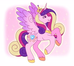 Size: 2686x2383 | Tagged: safe, artist:sketchquill, princess cadance, alicorn, pony, g2, g4, female, g4 to g2, generation leap, high res, mare, rearing, smiling, solo, sparkles, spread wings, unshorn fetlocks, wings