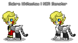 Size: 604x333 | Tagged: safe, artist:veprem, oc, oc:sabre whiteclaw, griffon, pony town, clothes, male, necktie, pixel art, sprite, suit