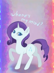 Size: 1500x2000 | Tagged: safe, artist:sleepiefox, rarity, pony, g4, error, glitch, looking at you, text