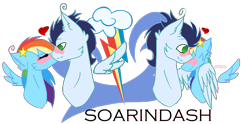 Size: 924x460 | Tagged: safe, artist:soarinrainbowdash3, rainbow dash, soarin', pegasus, pony, female, male, mare, ship:soarindash, shipping, stallion, straight