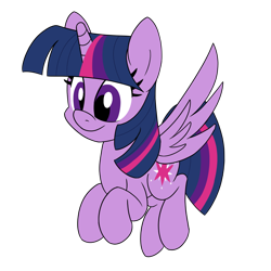 Size: 900x900 | Tagged: safe, artist:unitxxvii, twilight sparkle, alicorn, pony, g4, female, flying, mare, smiling, solo, spread wings, twilight sparkle (alicorn), wings