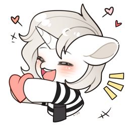 Size: 1000x1000 | Tagged: safe, artist:霜月, oc, oc only, oc:零洛, pony, unicorn, blushing, emanata, eyes closed, heart, horn, open mouth, open smile, simple background, smiling, transparent background