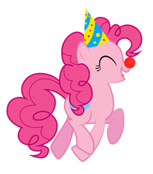 Size: 1024x1164 | Tagged: safe, artist:omniferious, pinkie pie, earth pony, pony, g4, clown, clown nose, female, hat, mare, party hat, red nose, simple background, solo, transparent background, vector