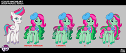 Size: 3154x1341 | Tagged: safe, scout kindheart, pegasus, pony, attack of the bunnisus, g5, my little pony: tell your tale, official, .psd available, behind the scenes, beret, colored wings, concave belly, concept art, female, folded wings, hat, mare, multicolored wings, scoutward bound, slender, thin, wings