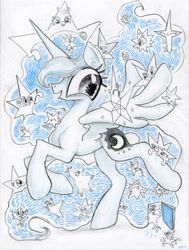 Size: 2262x3000 | Tagged: safe, artist:ja0822ck, princess luna, alicorn, pony, g4, ethereal mane, female, mare, ponified, starry mane, stars, traditional art