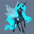 Size: 800x800 | Tagged: safe, artist:pinpomme, oc, oc only, oc:queen fylifa, changeling, changeling queen, antennae, blue changeling, changeling queen oc, cyan eyes, female, gradient horn, gray background, horn, looking at you, raised hoof, simple background, slit pupils, solo