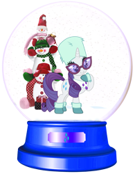 Size: 1700x2177 | Tagged: safe, artist:lizzmcclin, rarity, pony, unicorn, g4, female, hat, horn, simple background, snow, snow globe, snowman, solo, transparent background, winter hat