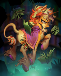 Size: 2160x2700 | Tagged: safe, artist:chickenpicnic, oc, oc only, pony, unicorn, horn, painting, solo