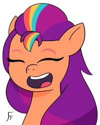 Size: 2054x2562 | Tagged: safe, artist:frownfactory, sunny starscout, g4, g5, female, happy, mane stripe sunny, open mouth, simple background, smiling, solo, transparent background