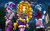 Size: 2606x1600 | Tagged: safe, alternate version, artist:mauroz, adagio dazzle, aria blaze, sonata dusk, human, equestria girls, g4, ass, bedroom eyes, belly, belly button, belly piercing, bellyring, breasts, busty adagio dazzle, busty aria blaze, butt, cleavage, clothes, corset, female, fishnet clothing, fishnet stockings, glare, glowing, glowing eyes, lidded eyes, midriff, miniskirt, outdoors, piercing, red eyes, remastered, skirt, socks, sonata donk, stockings, the dazzlings, thigh highs, unf, wide hips