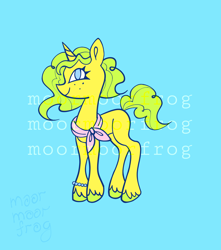 Size: 1332x1507 | Tagged: safe, artist:moormoorfrog, oc, oc only, pony, unicorn, bracelet, clothes, commission, female, freckles, horn, jewelry, mare, scarf, smiling, solo, tail, unicorn oc, unshorn fetlocks, watermark