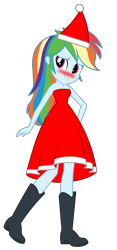 Size: 1669x3574 | Tagged: safe, artist:cartoonmasterv3, rainbow dash, human, equestria girls, g4, advent calendar, christmas, christmas 2024, clothes, costume, female, hat, holiday, santa claus, santa costume, santa hat, simple background, solo, transparent background