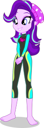 Size: 1527x4408 | Tagged: safe, alternate version, artist:dustinwatsongkx, starlight glimmer, human, equestria girls, g4, barefoot, beanie, clothes swap, feet, female, fluttershy's wetsuit, hat, simple background, solo, swimsuit swap, transparent background, wetsuit