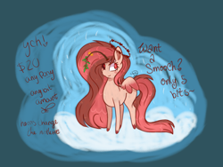 Size: 2828x2128 | Tagged: safe, artist:solardoodles, oc, oc only, oc:love letter, pegasus, pony, blank flank, colored hooves, colored wings, commission, ear fluff, highlights, hooves, mistleholly, pegasus oc, shading, smiling, snow, solo, wings, ych example, your character here