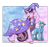 Size: 1600x1504 | Tagged: safe, artist:inuhoshi-to-darkpen, starlight glimmer, trixie, pony, unicorn, g4, abstract background, blushing, cape, chest fluff, clothes, clothes swap, curved horn, duo, female, gradient background, hat, horn, lesbian, mare, ship:startrix, shipping, trixie's cape, trixie's hat, unshorn fetlocks