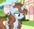 Size: 1442x1220 | Tagged: safe, artist:cstrawberrymilk, oc, oc only, pony, unicorn, bangs, base used, blue coat, blue eyes, bow, brown mane, brown tail, eyelashes, female, female oc, frown, hair bow, horn, long mane, long tail, mane accessory, mare, mare oc, outdoors, pink bow, ponyville, screencap background, show accurate, solo, tail, three quarter view, two toned mane, two toned tail, unicorn horn, unicorn oc, wavy mane, wavy tail