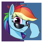 Size: 3000x3000 | Tagged: safe, artist:dacaoo, rainbow dash, pegasus, pony, g4, female, high res, looking at you, mare, rainbow dash is not amused, simple background, solo, sunglasses, unamused