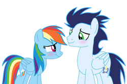 Size: 1280x849 | Tagged: safe, artist:soarindasher10, rainbow dash, soarin', pegasus, pony, g4, duo, female, male, mare, ship:soarindash, shipping, simple background, stallion, straight, transparent background