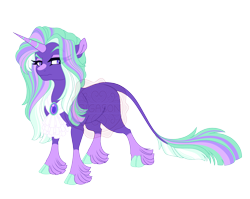 Size: 4900x3900 | Tagged: safe, artist:gigason, oc, oc:larkspur lilac, pony, unicorn, g4, adoptable, blank flank, brooch, cloven hooves, coat markings, colored, colored eyebrows, colored hooves, colored horn, colored pinnae, colored pupils, crack ship offspring, eye clipping through hair, eye markings, eyebrows, eyelashes, facial markings, female, female oc, fetlock tuft, flat colors, frown, green hooves, high res, hooves, horn, jabot, jewelry, leonine tail, long eyelashes, long mane, long tail, looking back, mare, mare oc, obtrusive watermark, offspring, parent:clover the clever, parent:starlight glimmer, pendant, purple coat, purple eyes, purple pupils, raised eyebrow, simple background, snip (coat marking), socks (coat markings), solo, standing, striped horn, tail, thin tail, three quarter view, three toned mane, three toned tail, transparent background, unamused, unicorn horn, unicorn oc, watermark