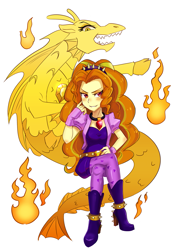 Size: 1089x1530 | Tagged: safe, artist:tzc, adagio dazzle, human, siren, equestria girls, g4, my little pony equestria girls: rainbow rocks, amulet, boots, clothes, crossed legs, female, fingerless gloves, gem, gloves, headband, high heel boots, jewelry, necklace, orange hair, self paradox, shoes, siren gem, spiked headband, spikes, true form