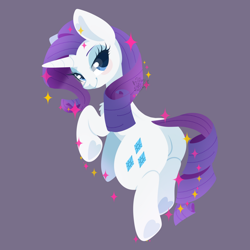 Size: 1024x1024 | Tagged: safe, artist:snow angel, rarity, pony, unicorn, g4, beautiful, butt, female, horn, lidded eyes, looking at you, looking back, looking back at you, mare, plot, pretty, simple background, smiling, smiling at you, solo, sparkles