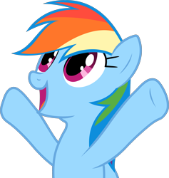 Size: 3261x3442 | Tagged: safe, artist:firlin123, rainbow dash, pegasus, pony, g4, female, hooves up, looking up, mare, rainbowshining, raised hooves, show accurate, simple background, smiling, solo, transparent background, vector