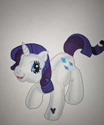 Size: 640x769 | Tagged: safe, artist:theborahaejellyfish, edit, rarity, pony, unicorn, g3, g4, eyeshadow, female, g4 to g3, generation leap, gradient background, happy, horn, makeup, mare, open mouth, open smile, smiling, solo