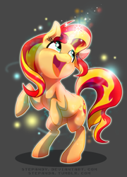 Size: 1923x2675 | Tagged: safe, artist:stepandy, sunset shimmer, pony, unicorn, g4, cute, female, horn, mare, shimmerbetes, so fucking happy, solo