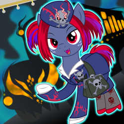 Size: 1228x1228 | Tagged: safe, artist:badumsquish, derpibooru exclusive, star tracker, earth pony, g4, alternate hair color, alternate hairstyle, alternate tailstyle, bag, bone, bus, business suit, card, card game, ccg, clothes, cosplay, costume, crossdressing, dutch angle, effect monster card, fangs, gloves, hat, high heels, male, monster card, open mouth, open smile, pigtails, pose, pun, purse, saddle bag, shoes, show accurate, skirt, skull, smiling, socks, solo, starcrossed, tail, tour guide from the underworld, trading card, trap, trap card, trap monster, visual pun, yu-gi-oh!, yugioh card