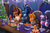 Size: 3600x2400 | Tagged: safe, artist:miramore, oc, oc only, oc:fireheart(fire), oc:nurse lavender blossom, oc:queen lunaris, oc:queen tiara, alicorn, bat pony, pony, alicorn oc, alternate universe, bat pony oc, christmas, christmas card, christmas tree, clothes, fireheart76's latex suit design, gloves, hearth's warming eve, holiday, horn, indoors, latex, latex boots, latex gloves, latex suit, prisoners of the moon, rubber, rubber suit, tree, wings