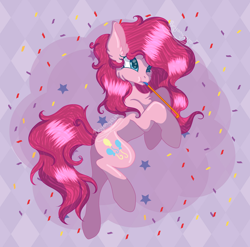 Size: 2366x2337 | Tagged: safe, artist:brybrychan, artist:bryonythewolf, pinkie pie, earth pony, pony, g4, female, food, high res, mare, party horn, solo, sprinkles