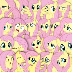 Size: 1440x1440 | Tagged: safe, artist:disxordance, fluttershy, pegasus, pony, g4, female, mare, multeity, so much flutter