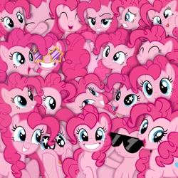 Size: 1440x1440 | Tagged: safe, artist:disxordance, pinkie pie, earth pony, pony, g4, female, mare, multeity, too much pink energy is dangerous