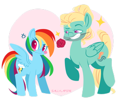 Size: 2690x2229 | Tagged: safe, artist:sallylapone, rainbow dash, zephyr breeze, pegasus, pony, flutter brutter, g4, my little pony: friendship is magic, blushing, cute, cutie mark, female, flower, flower in mouth, heart, heart eyes, male, mare, mouth hold, rose, ship:zephdash, shipping, simple background, smiling, stallion, straight, transparent background, tsunderainbow, tsundere, wingding eyes, wings