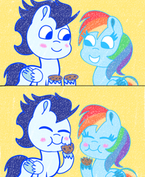 Size: 3540x4338 | Tagged: safe, artist:starflowerpony, rainbow dash, soarin', pegasus, pony, g4, comic, cookie, eating, female, food, male, mare, ship:soarindash, shipping, stallion, straight