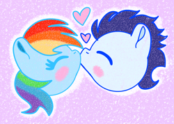 Size: 2774x1976 | Tagged: safe, artist:starflowerpony, rainbow dash, soarin', pegasus, pony, g4, female, kiss on the lips, kissing, male, mare, ship:soarindash, shipping, stallion, straight