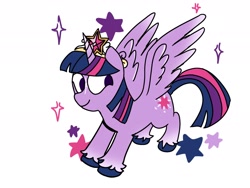 Size: 2048x1536 | Tagged: safe, artist:justinsert_name, twilight sparkle, alicorn, pony, g4, crown, female, hooves, jewelry, mare, regalia, simple background, smiling, twilight sparkle (alicorn), white background