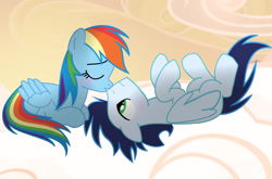 Size: 1280x844 | Tagged: safe, artist:soarindasher10, rainbow dash, soarin', pegasus, pony, g4, female, kiss on the lips, kissing, male, mare, ship:soarindash, shipping, stallion, straight