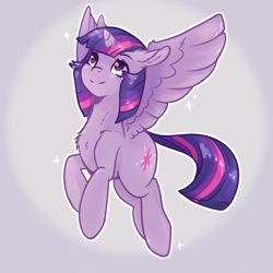 Size: 6000x6000 | Tagged: safe, artist:csox, twilight sparkle, alicorn, pony, g4, chest fluff, cute, female, flying, mare, smiling, solo, twiabetes, twilight sparkle (alicorn)